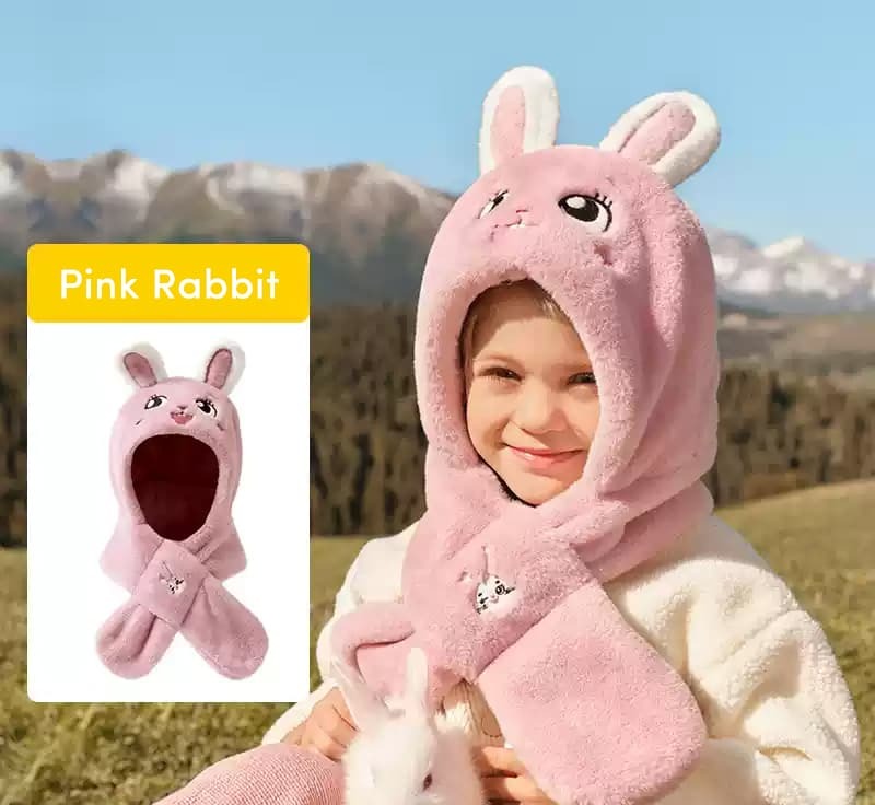 Whimsical Woodland Winter Hat in Pink Rabbit