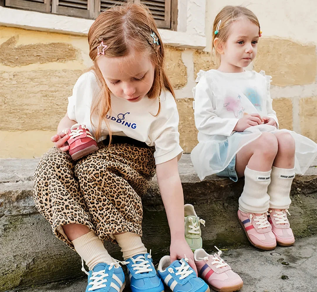 Meadow Breeze Suede Toddler Trainers | Lightweight Non-Slip Side-Stripe Shoes