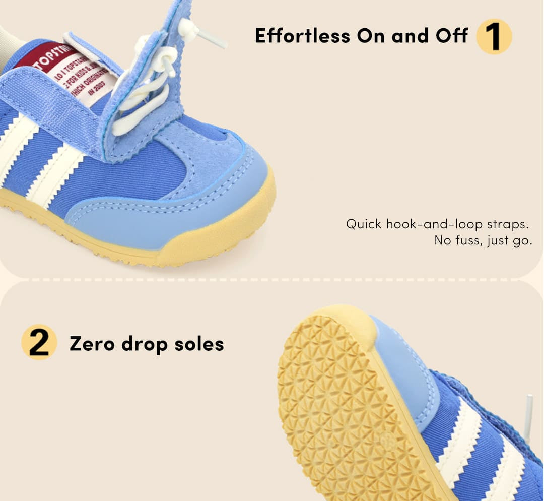 Meadow Breeze Toe-Cap Toddler Trainers | Lightweight Non-Slip Side-Stripe Shoes