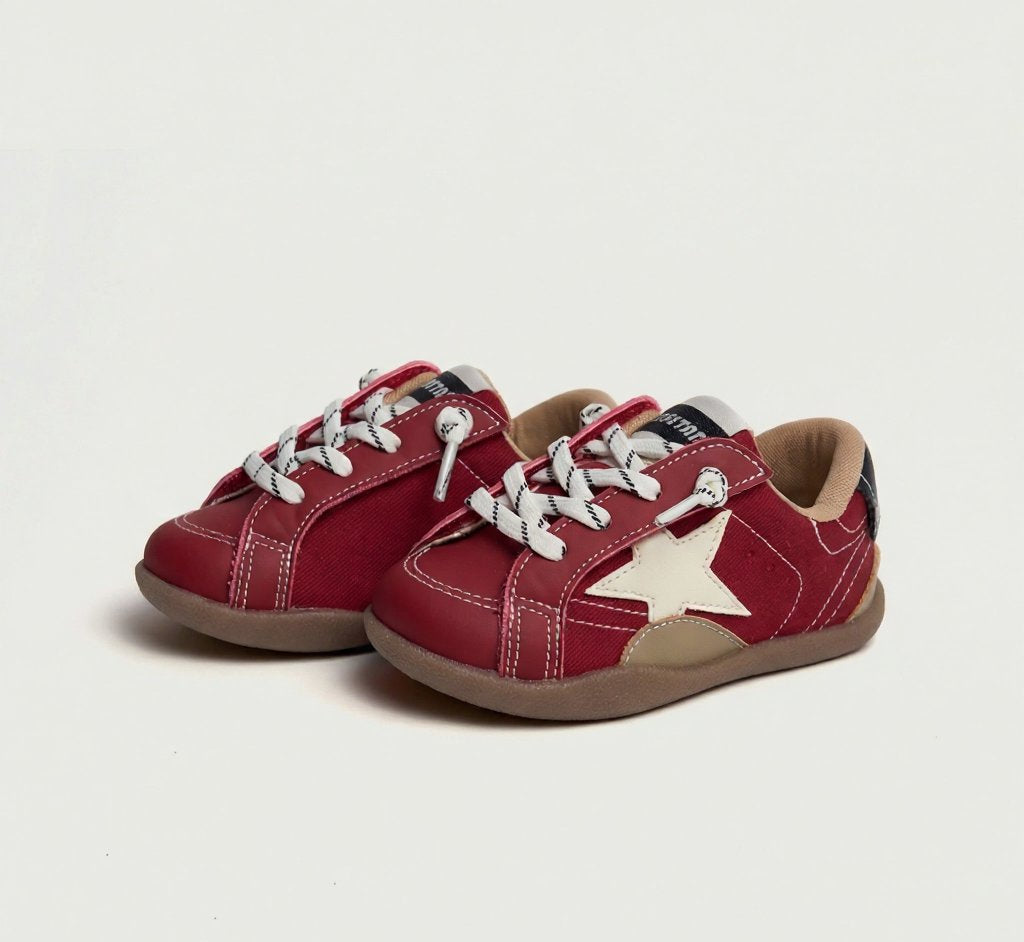 WhisperWalk Lace-Up Star Toddler Sneakers | Lightweight Non-Slip Baby Shoes