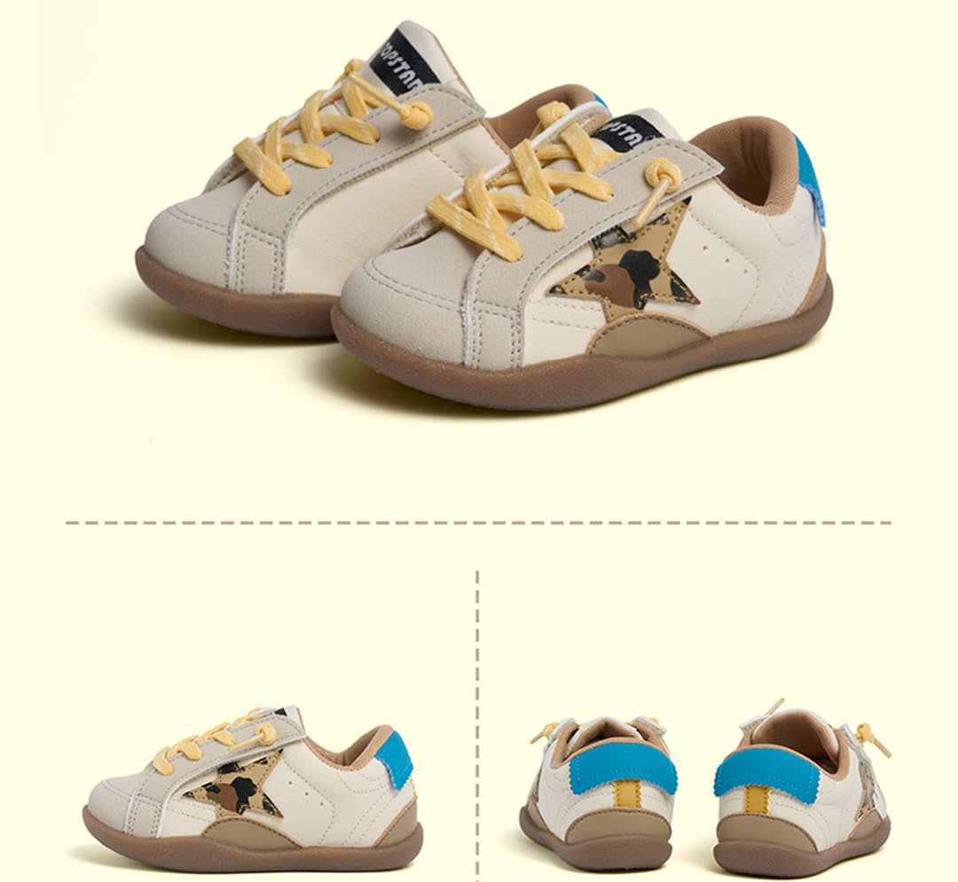 WhisperWalk Lace-Up Star Toddler Sneakers | Lightweight Non-Slip Baby Shoes
