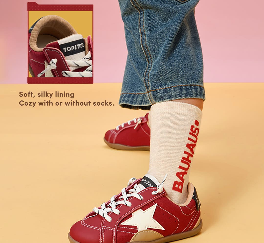 WhisperWalk Lace-Up Star Toddler Sneakers | Lightweight Non-Slip Baby Shoes