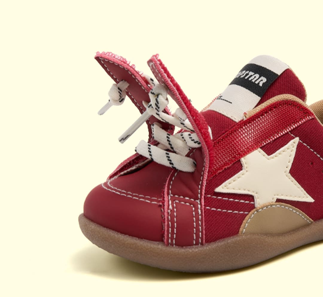 WhisperWalk Lace-Up Star Toddler Sneakers | Lightweight Non-Slip Baby Shoes