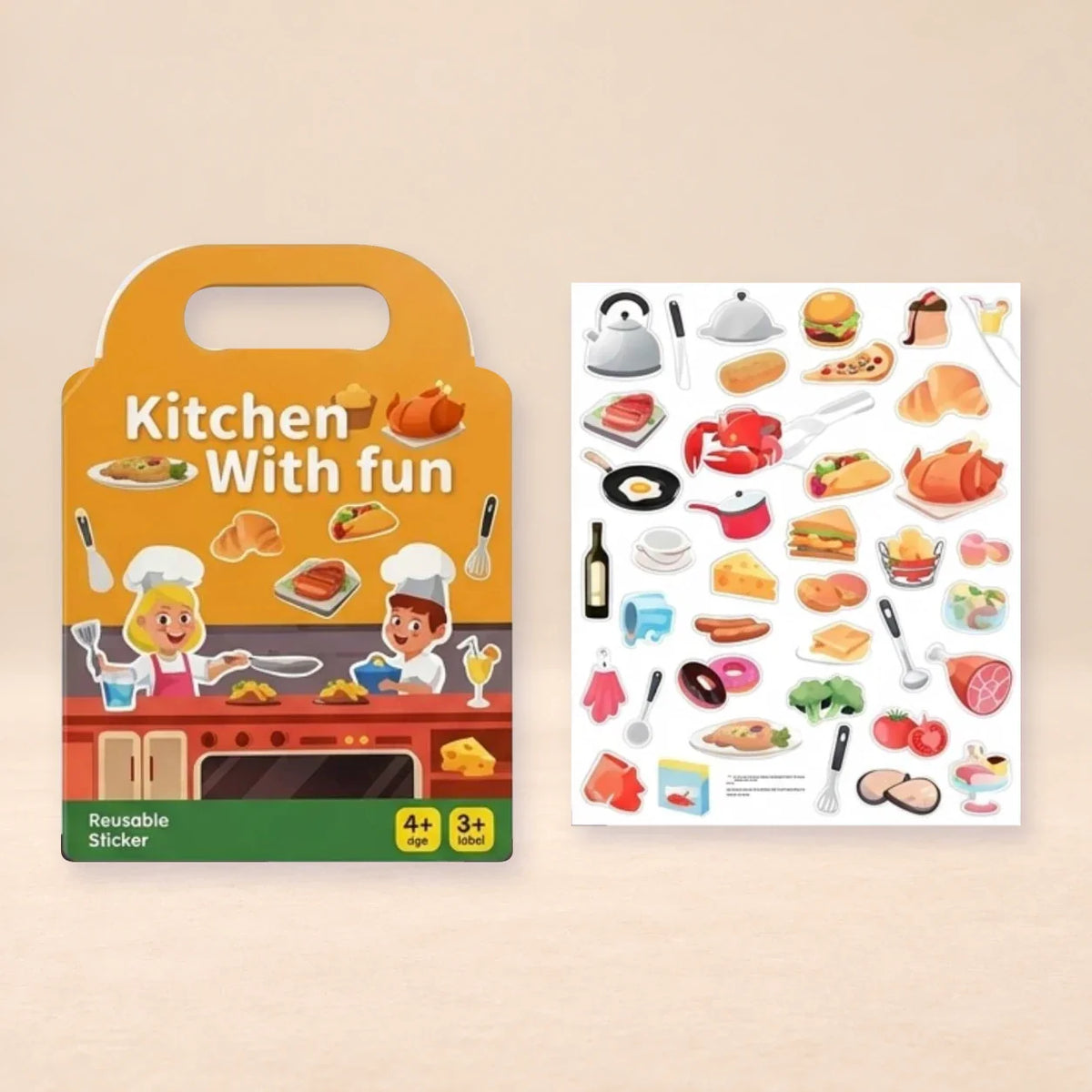 PuffyScene Reusable Sticker Book, Set Up Their Little Kitchen