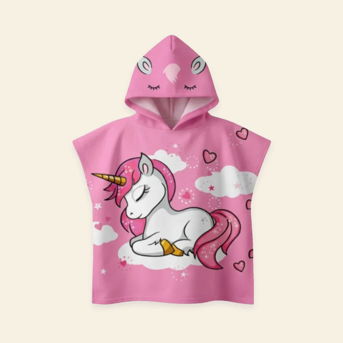 Seaside Snuggle Kids Hooded Poncho Towel, Flamingo Fun