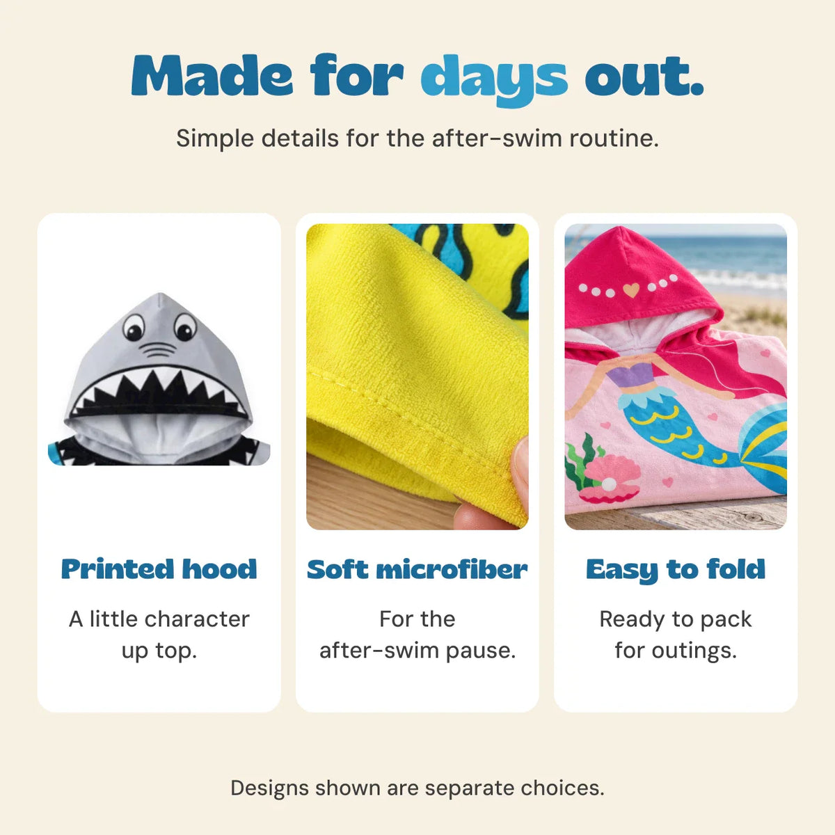 Seaside Snuggle Kids Hooded Poncho Towel