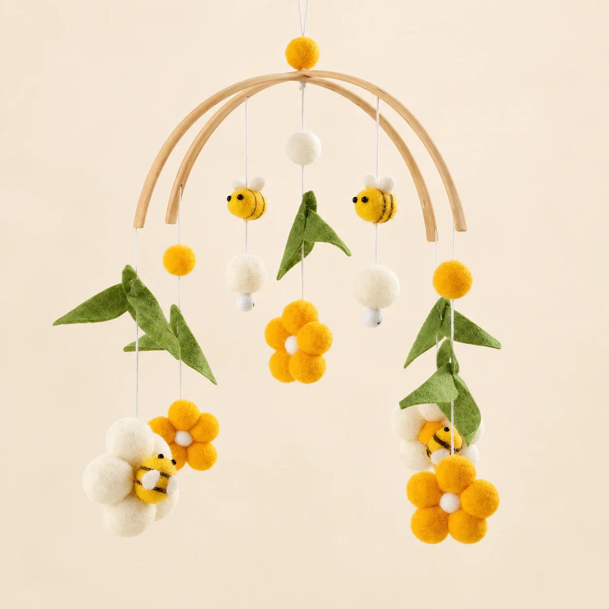 SereneTwirl Wooden Baby Mobile, Yellow Honey Bee