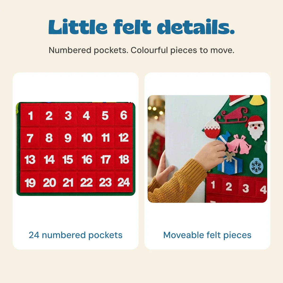 Whimsical Winter Felt Christmas Countdown Tree | Holiday Decor for Kids