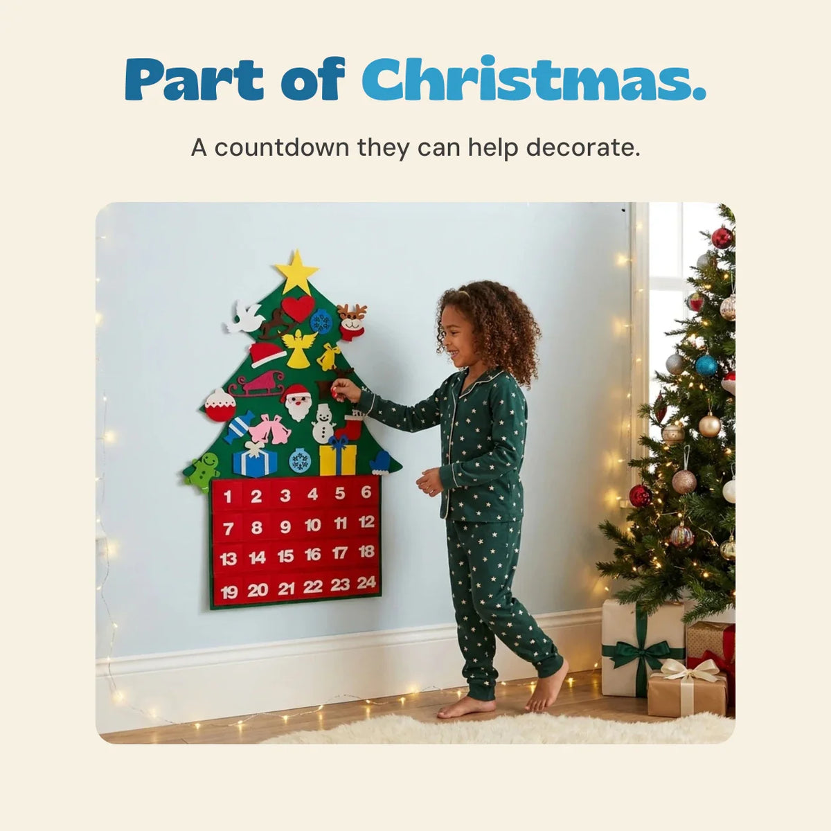 Whimsical Winter Felt Christmas Countdown Tree | Holiday Decor for Kids