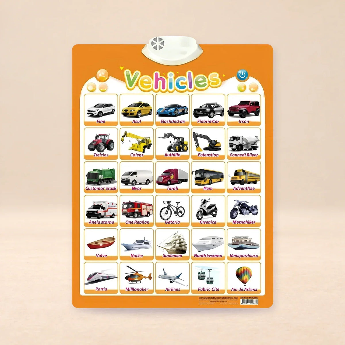Whispering Woods Talking Alphabet Wall Chart, Vehicle Names Chart