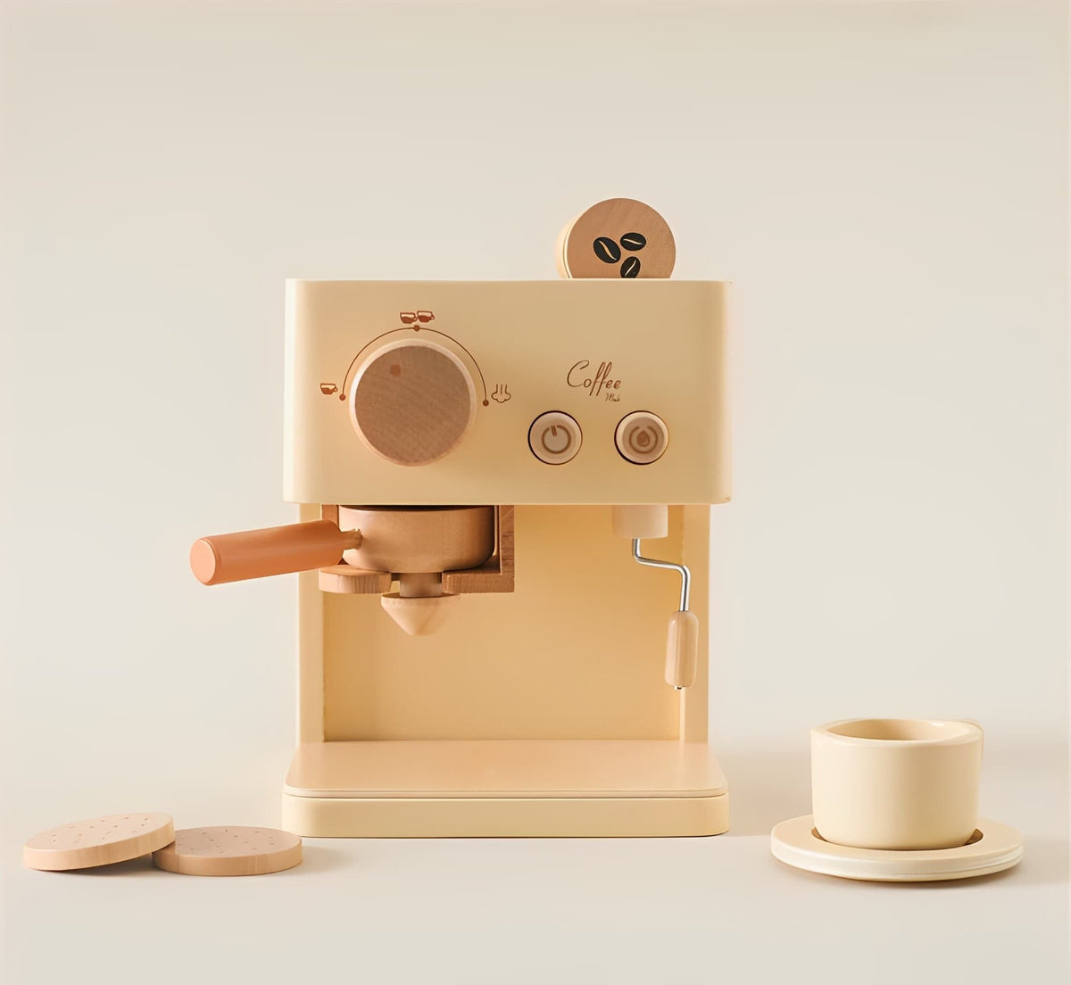 Whimsical Wood Coffee Machine Toy | Premium Wooden Plaything for Kids
