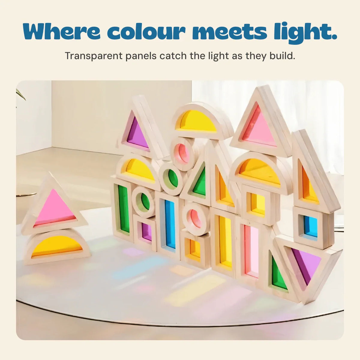 Rainbow Glow Building Blocks | Translucent Toddler Play Set
