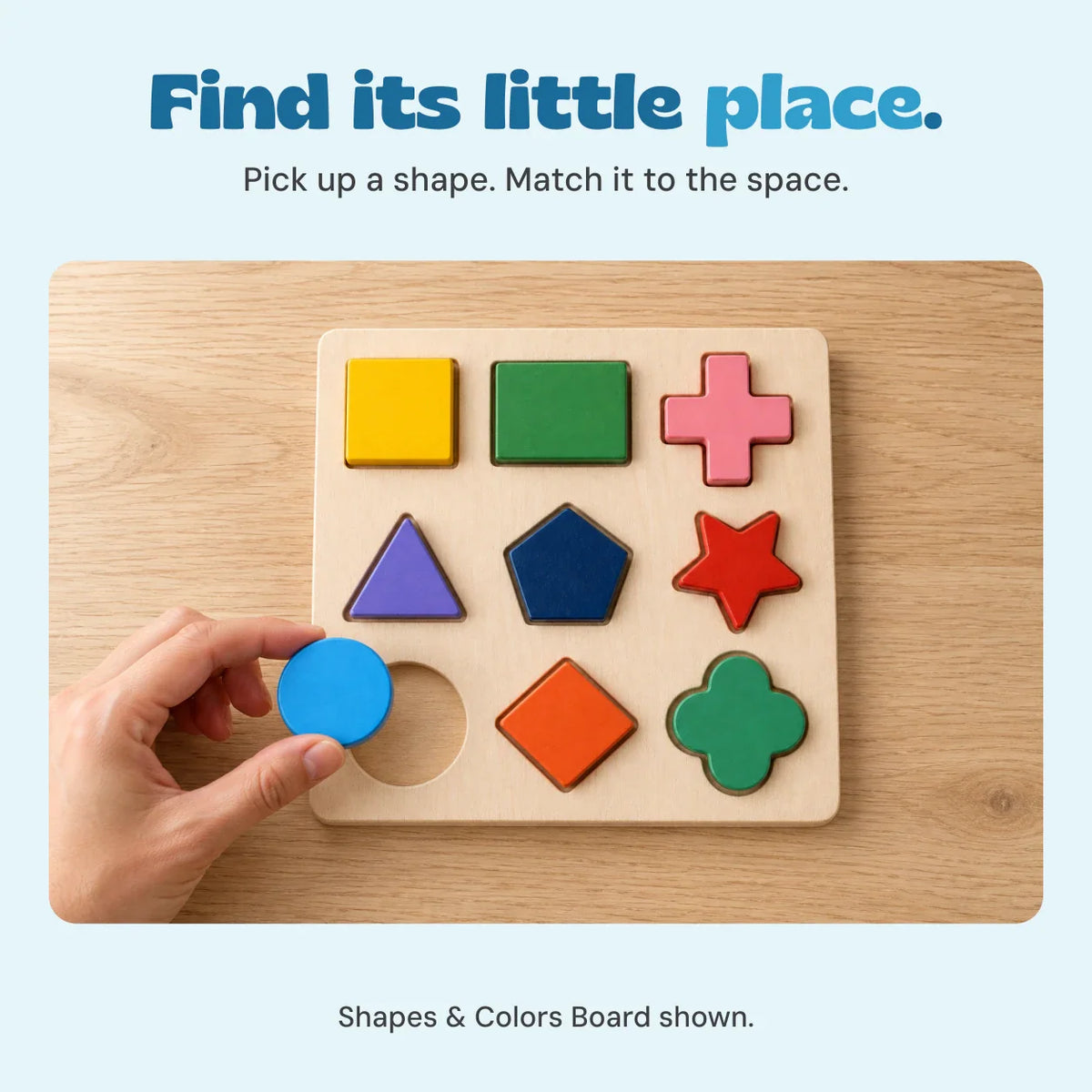 Gentle Grove Montessori Wooden Shape Puzzle | Educational Baby Toy