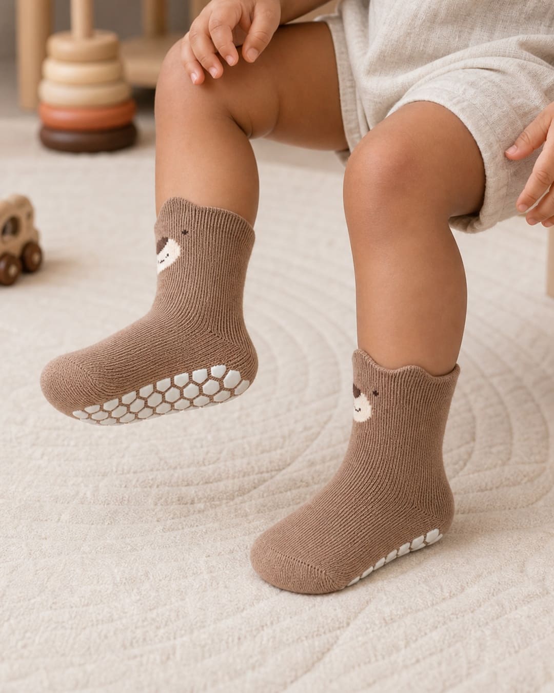 Child wearing non-slip socks