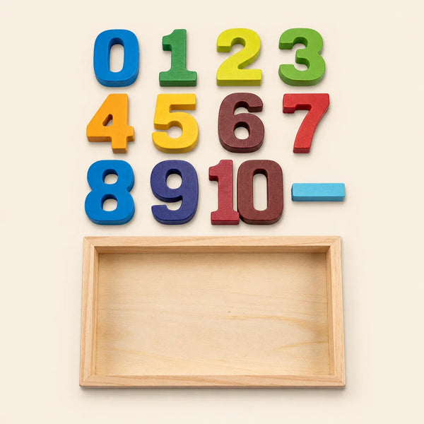 Large wooden counting blocks with painted numbers