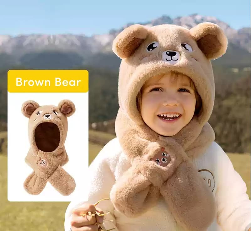 Whimsical Woodland Winter Hat in Brown Bear