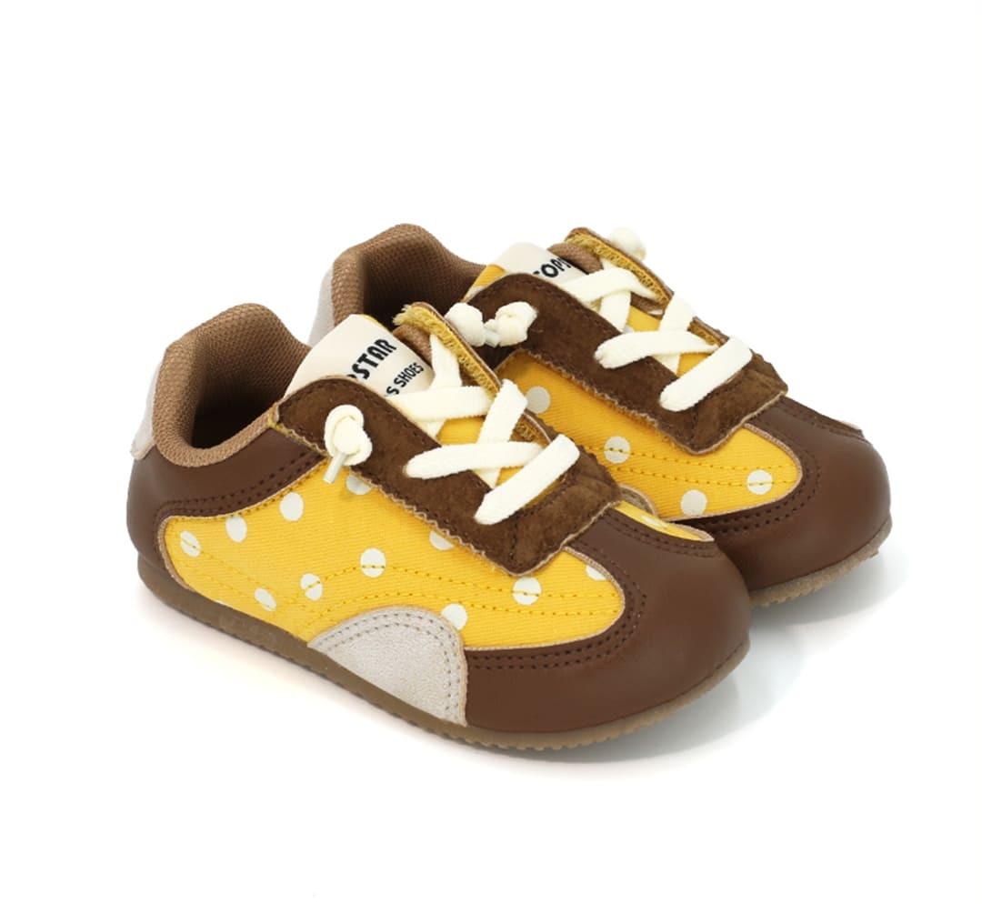 Whimsical Dot Baby Sneakers in Brown