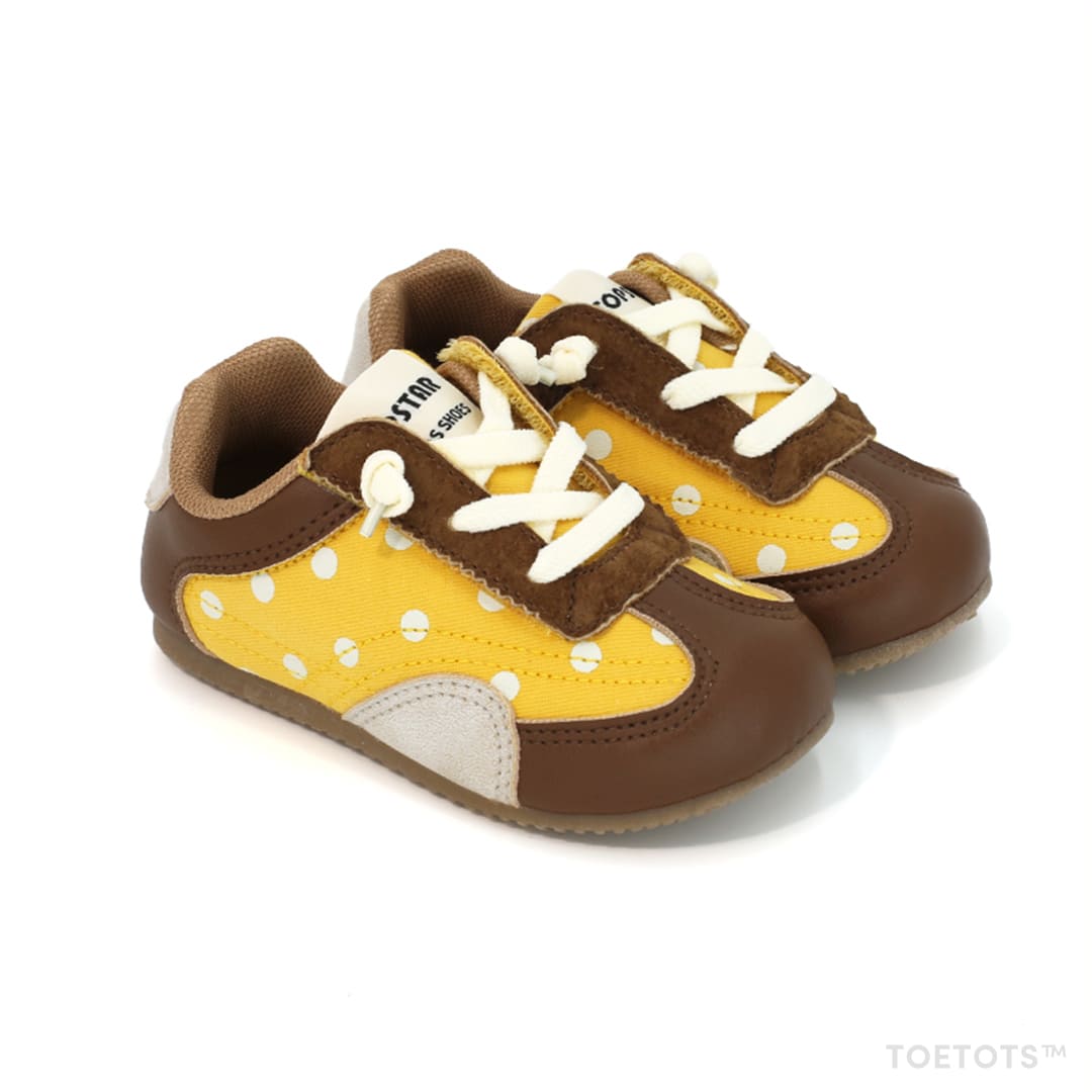 Whimsical Dot Baby Sneakers Grey | Breathable Soft Sole Toddler Shoes
