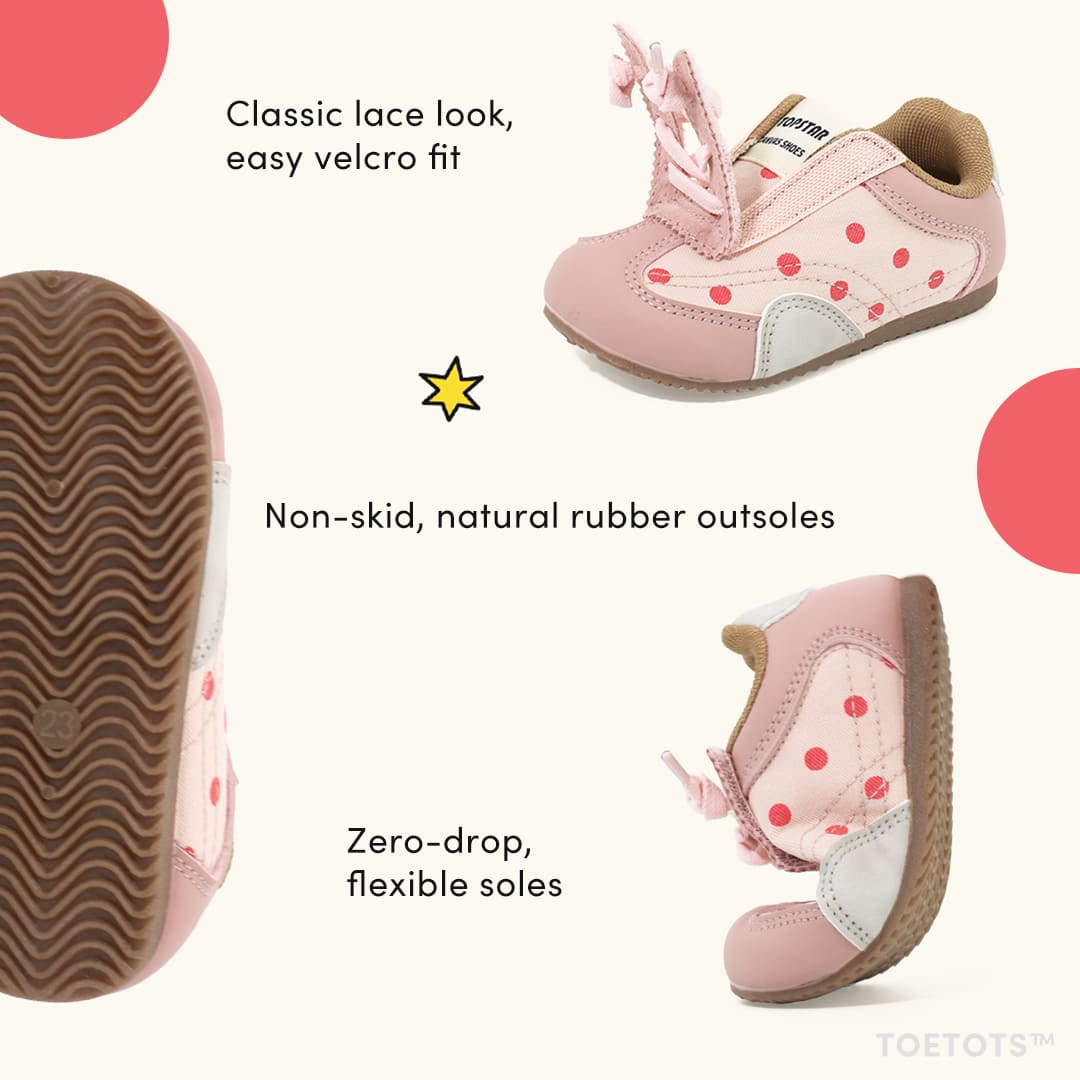 Whimsical Dot Baby Sneakers Grey | Breathable Soft Sole Toddler Shoes