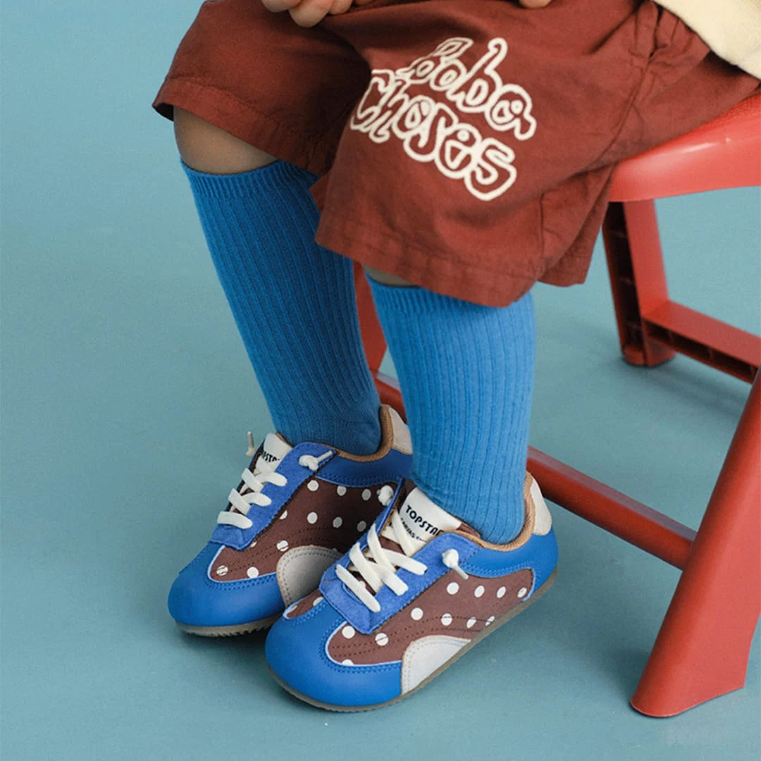 Whimsical Dot Baby Sneakers Grey | Breathable Soft Sole Toddler Shoes