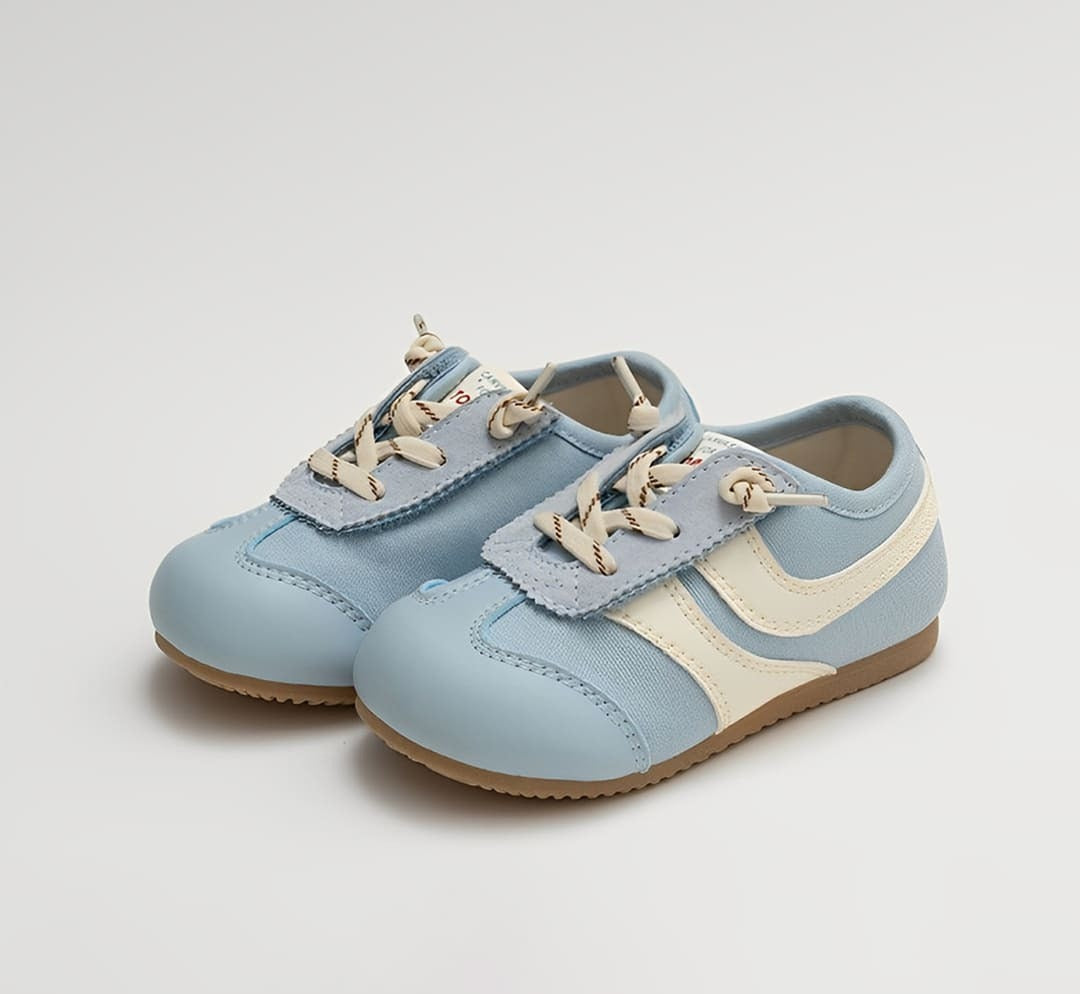 WhisperWalk Retro Stripe Toddler Sneakers in Blue