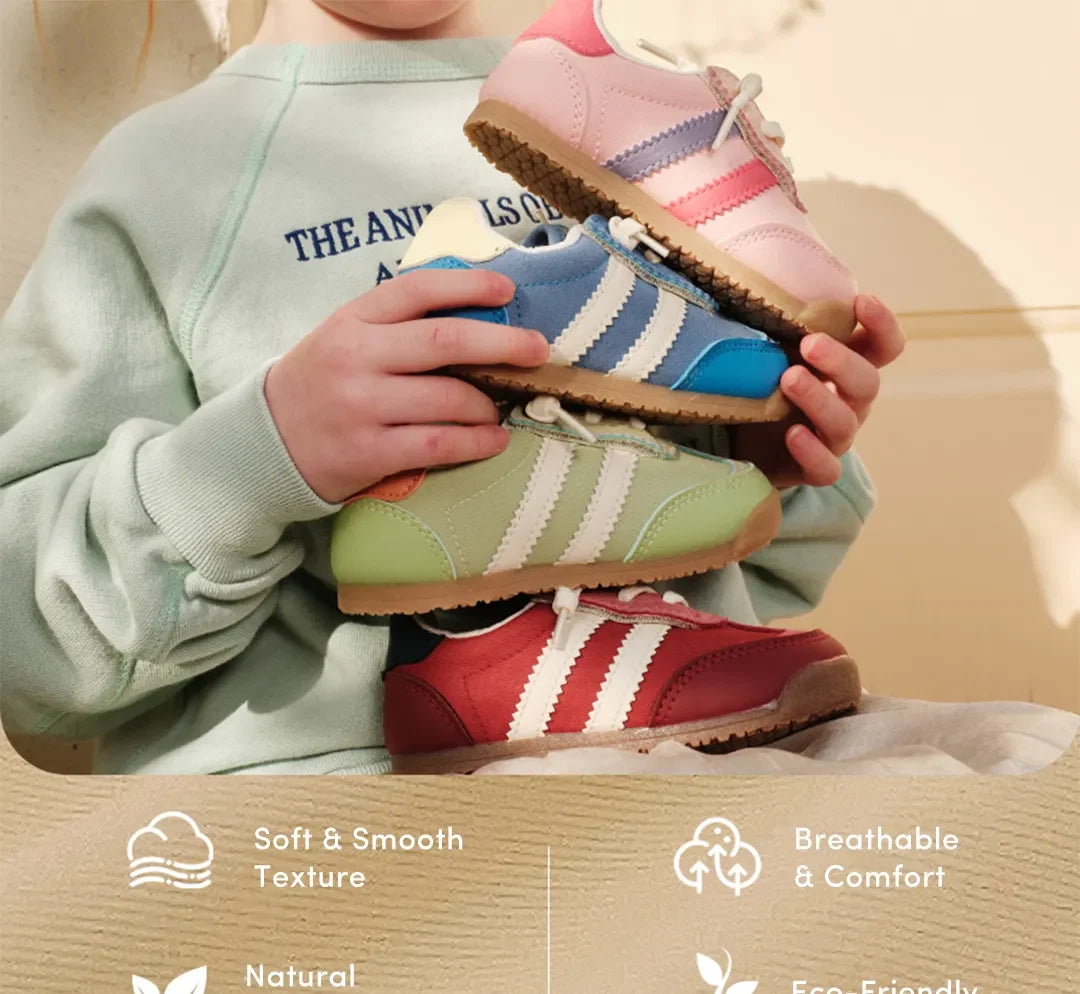 Meadow Breeze Suede Toddler Trainers | Lightweight Non-Slip Side-Stripe Shoes