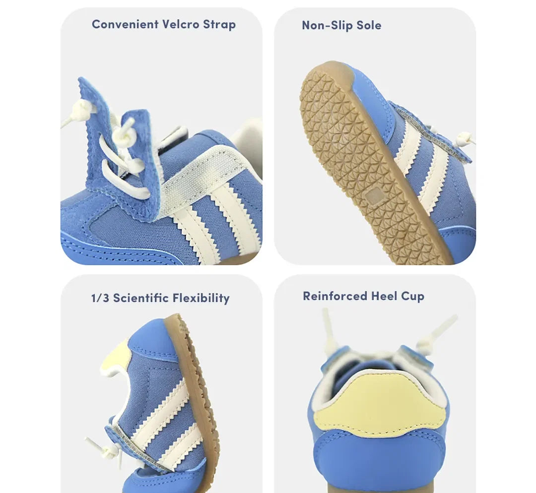 Meadow Breeze Suede Toddler Trainers | Lightweight Non-Slip Side-Stripe Shoes