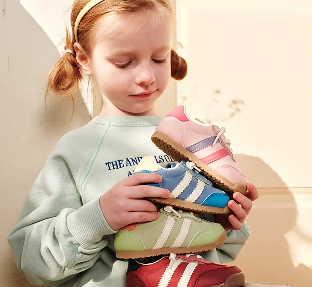 Meadow Breeze Suede Toddler Trainers | Lightweight Non-Slip Side-Stripe Shoes