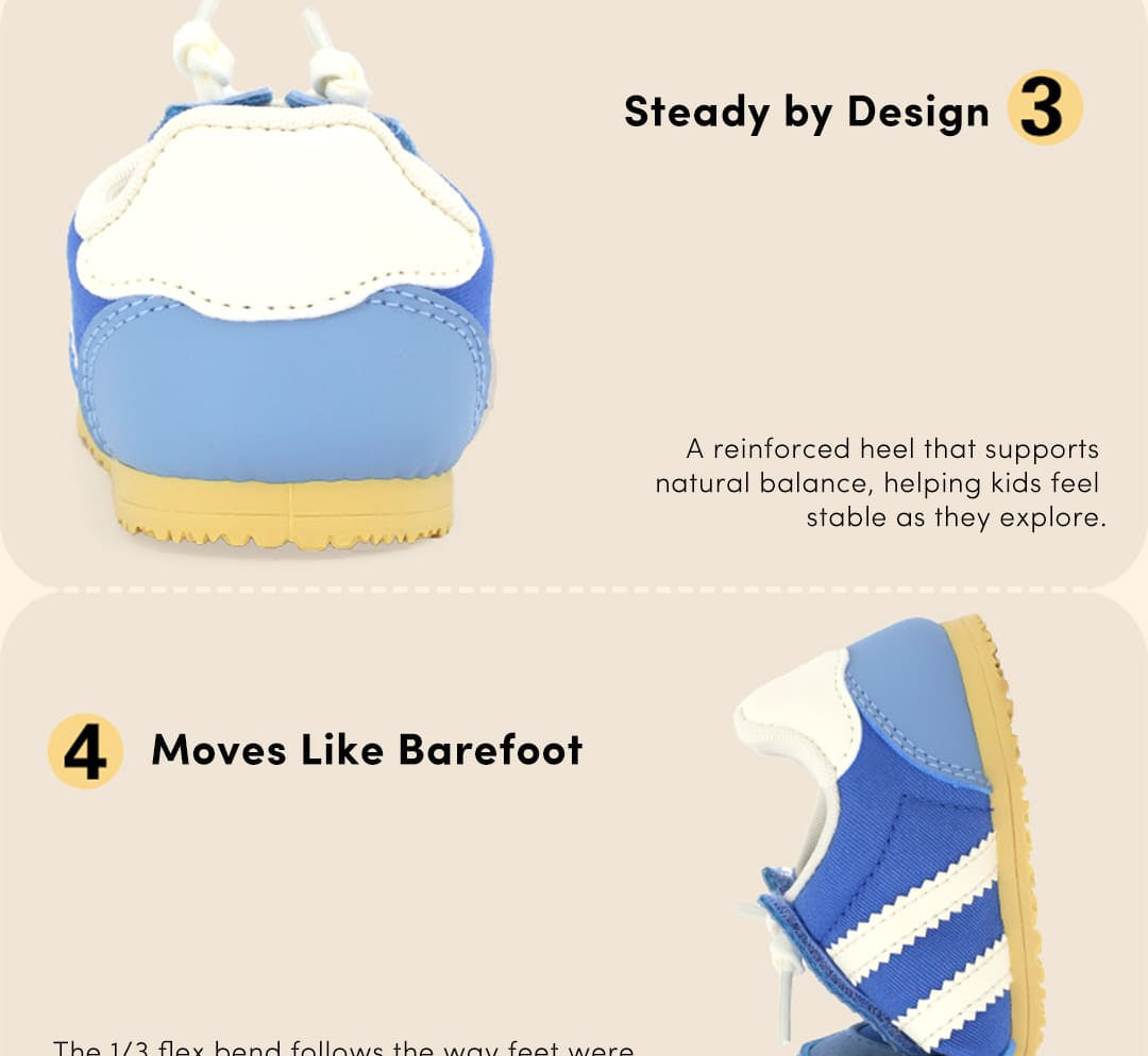 Meadow Breeze Toe-Cap Toddler Trainers | Lightweight Non-Slip Side-Stripe Shoes