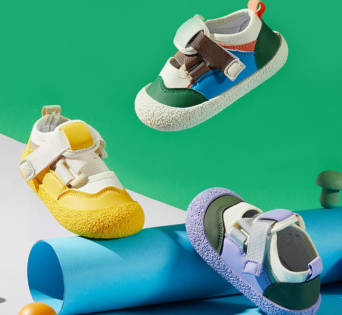 GentleStride Colourblock Baby Sneakers | Velcro Soft Sole First Walking Shoes