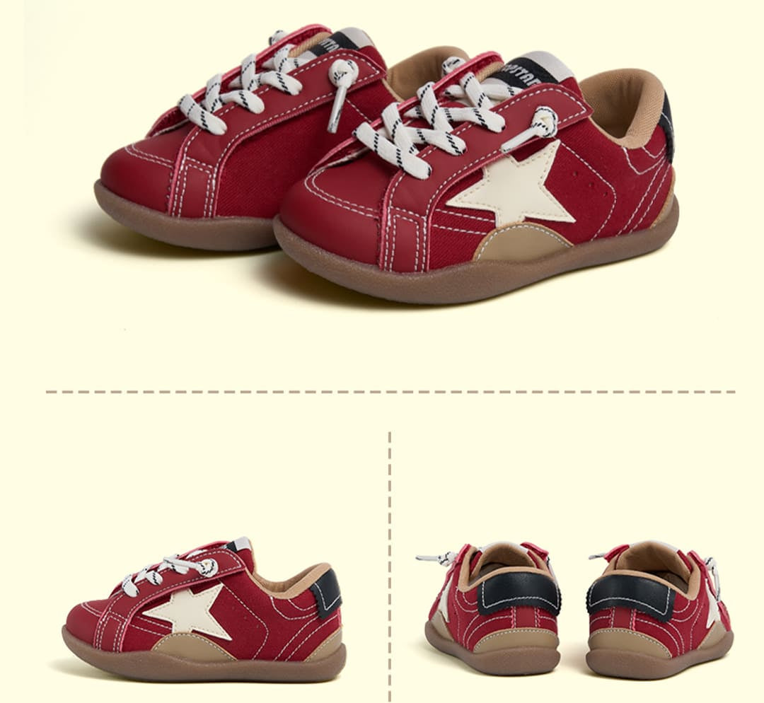 WhisperWalk Lace-Up Star Toddler Sneakers | Lightweight Non-Slip Baby Shoes