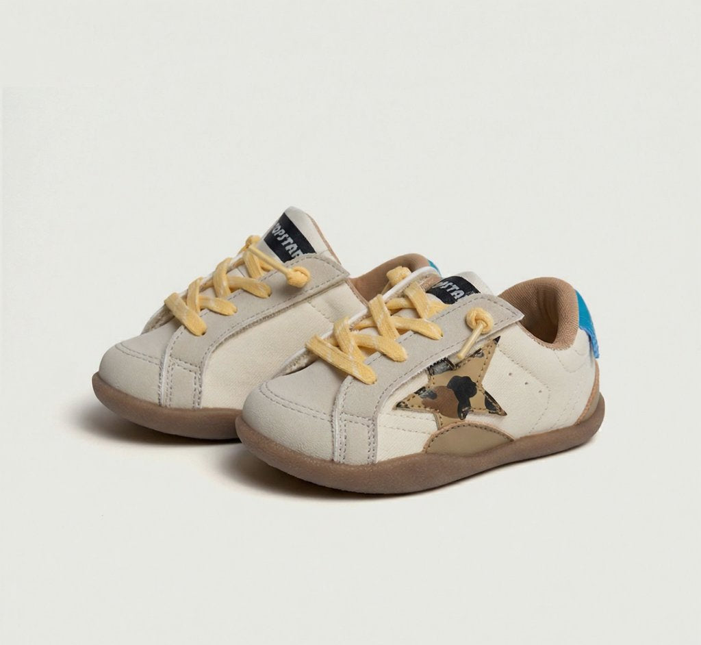 WhisperWalk Lace-Up Star Toddler Sneakers | Lightweight Non-Slip Baby Shoes