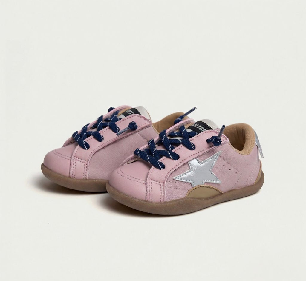 WhisperWalk Lace-Up Star Toddler Sneakers | Lightweight Non-Slip Baby Shoes