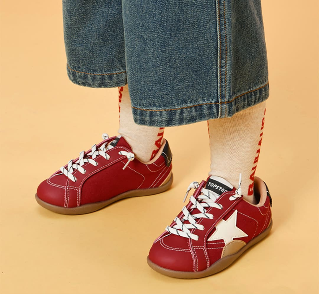 WhisperWalk Lace-Up Star Toddler Sneakers | Lightweight Non-Slip Baby Shoes