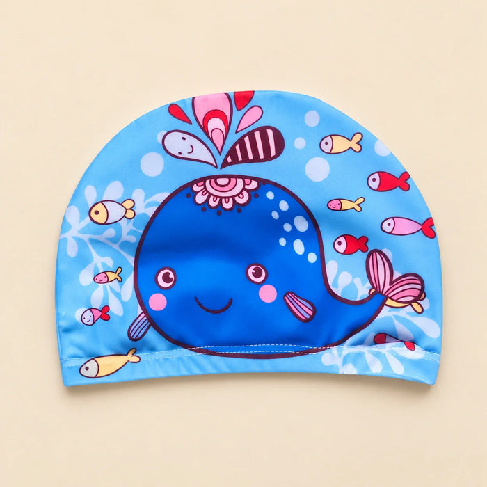 AquaWhimsy Kids Swim Cap, Deep Blue Whale Swim Cap