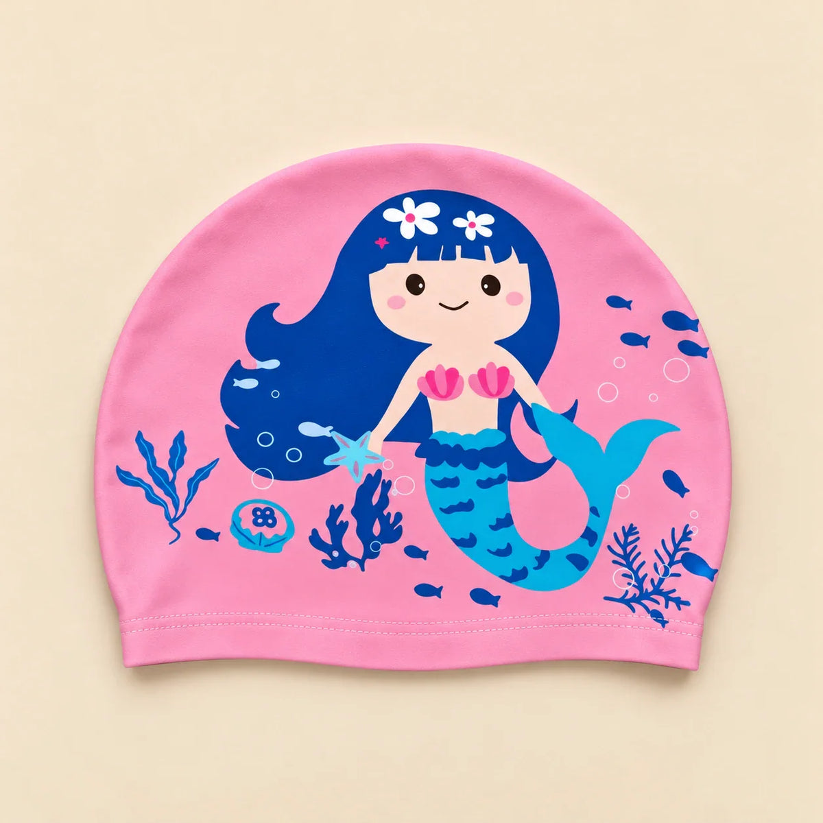 AquaWhimsy Kids Swim Cap, Pink Cloud Plush