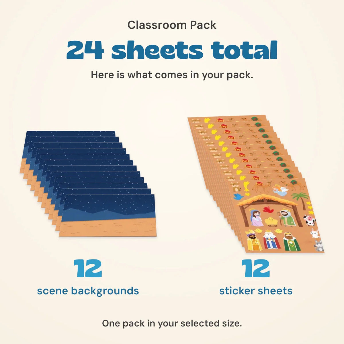 Gentle Glow Nativity Story Sticker Set, Classroom Pack (24 Sheets)