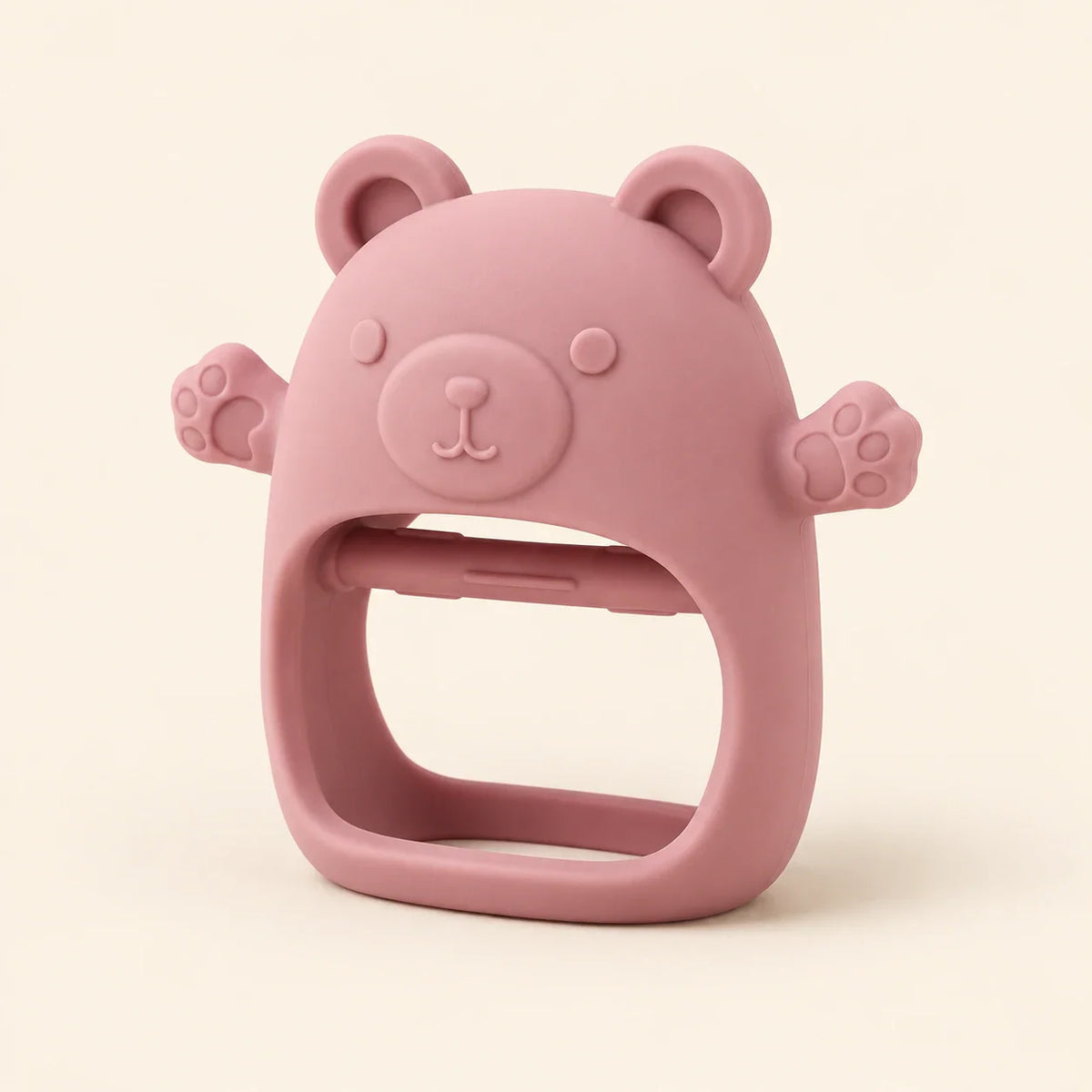 GentlePaw Silicone Baby Teether, Dusty Rose Bear Teether