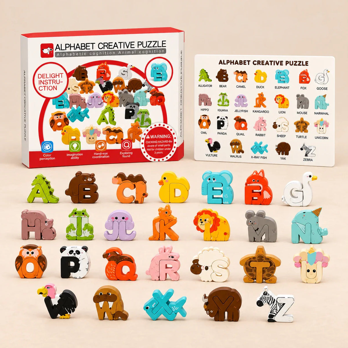 GentlePaws Animal Alphabet Puzzle Set, Animal ABC Puzzle Set