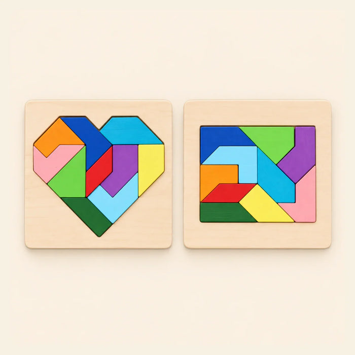 GentleShapes Montessori Wooden Tangram Puzzle | Educational Toy for Toddlers