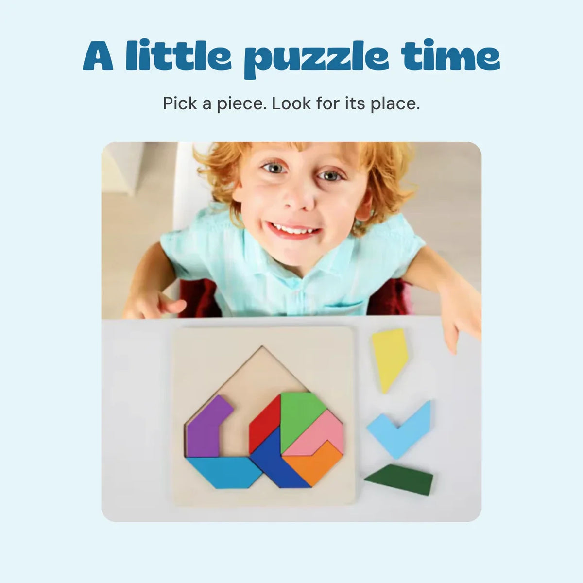 GentleShapes Montessori Wooden Tangram Puzzle