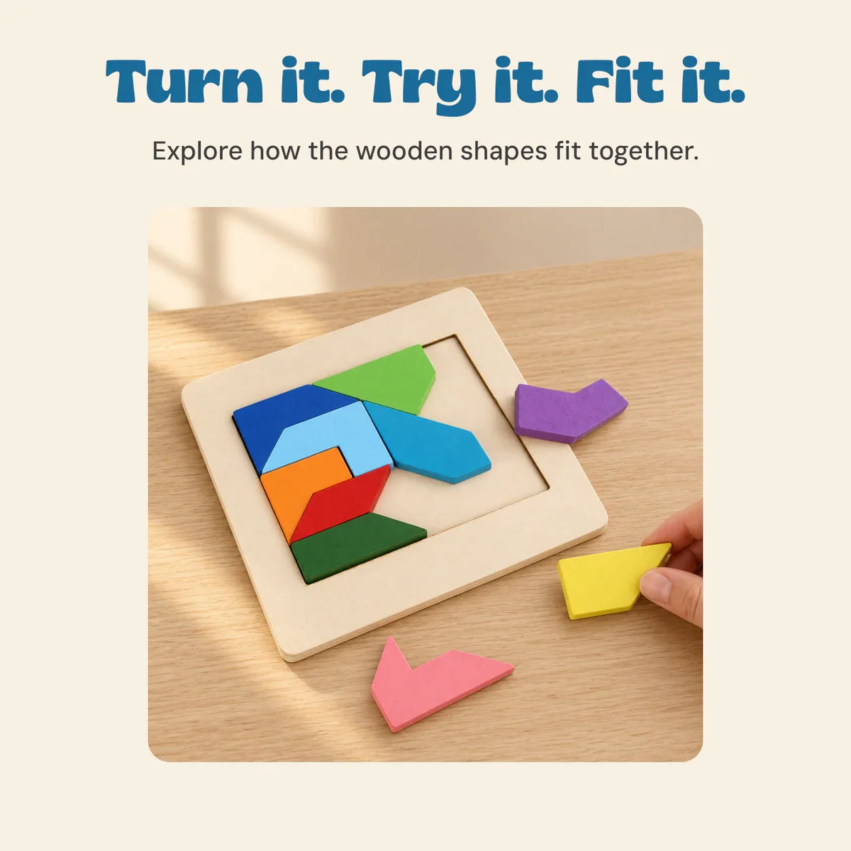 GentleShapes Montessori Wooden Tangram Puzzle
