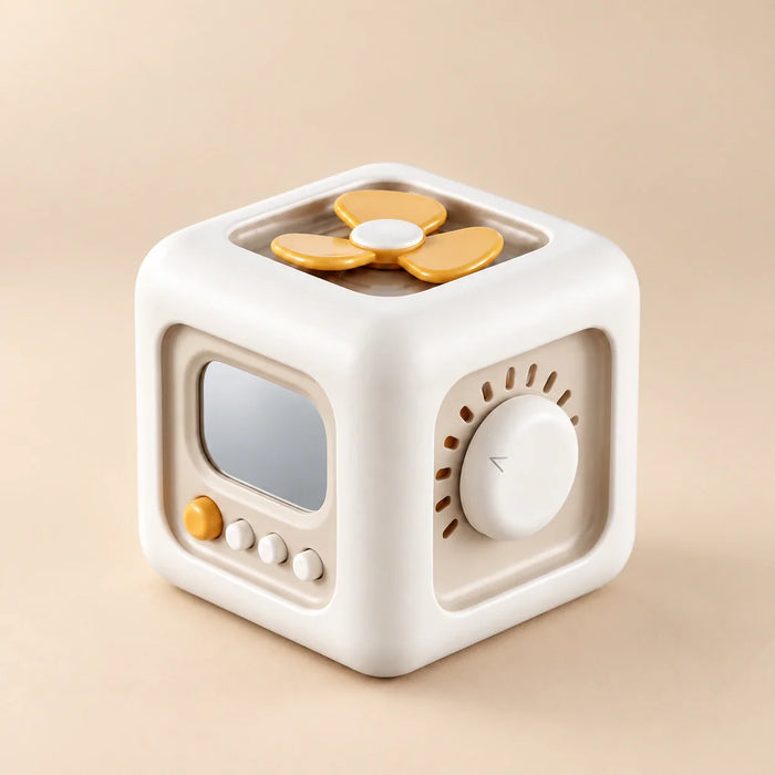 GentleSteps Montessori Busy Cube, Off White/Yellow