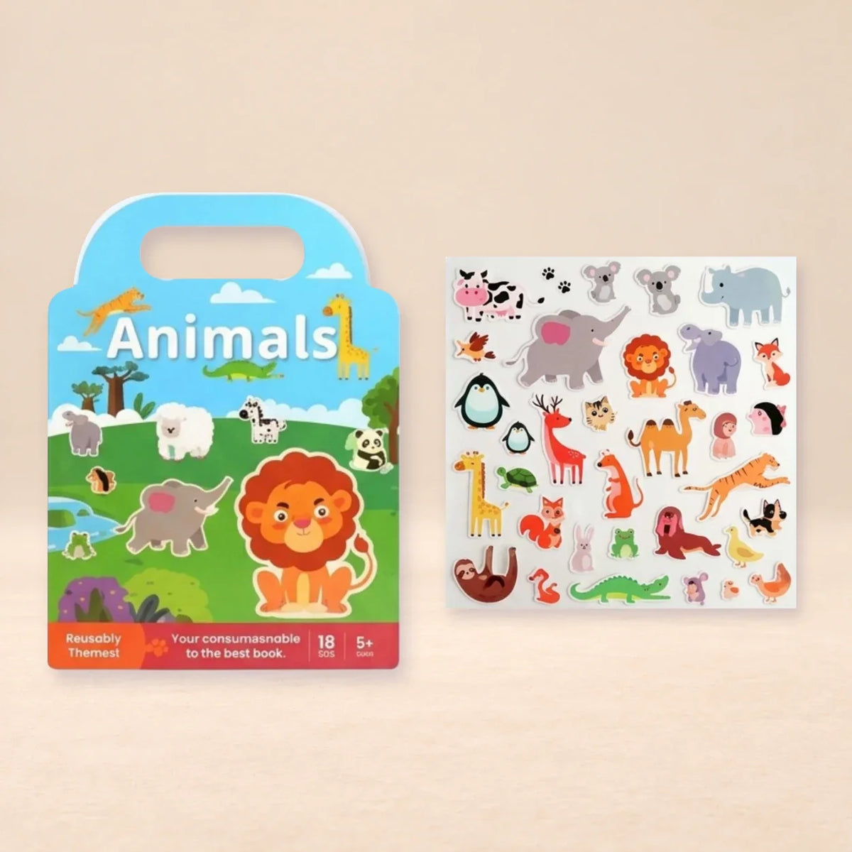 PuffyScene Reusable Sticker Book, Create An Animal World