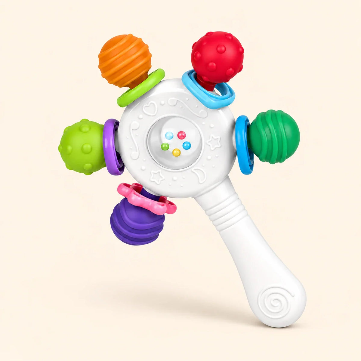 RainbowDream Teething Rattle, Soft White Rattle