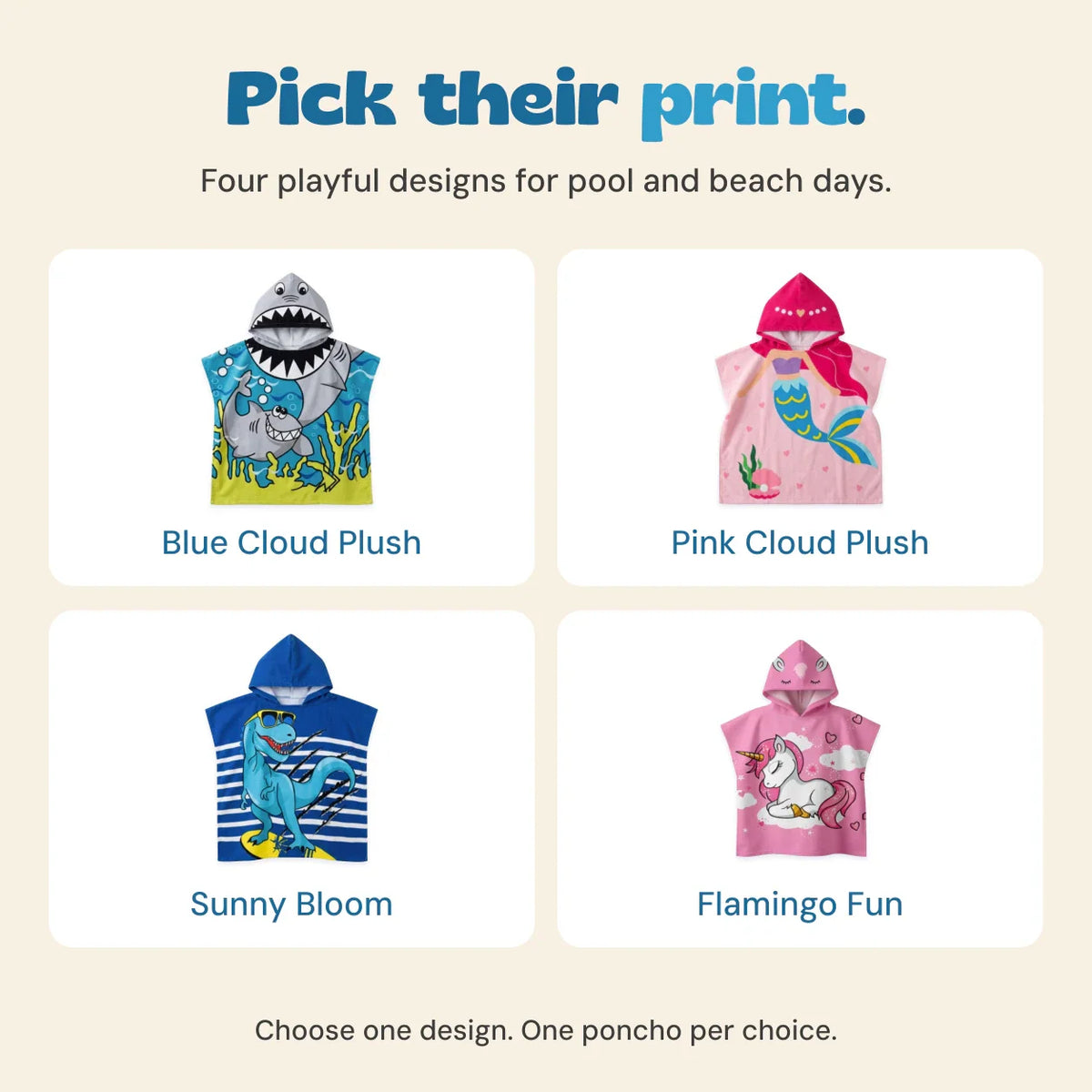 Seaside Snuggle Kids Hooded Poncho Towel