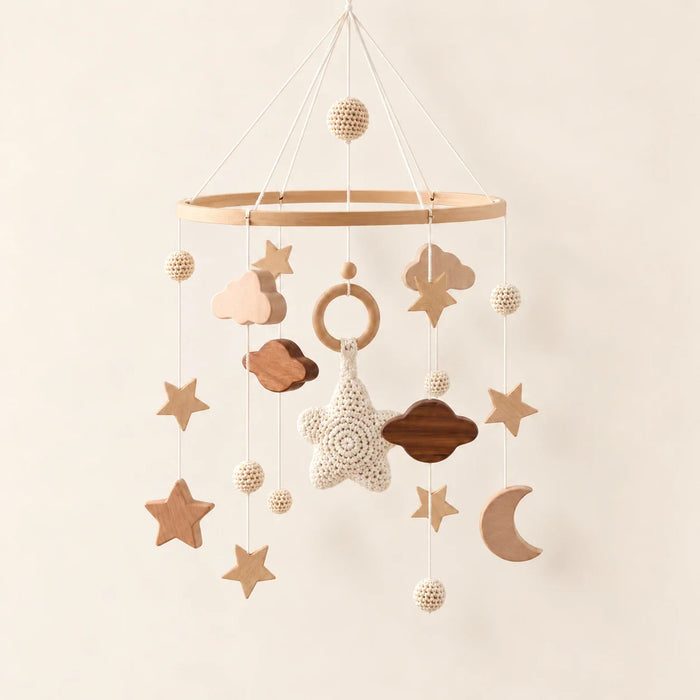 SereneTwirl Wooden Baby Mobile, White