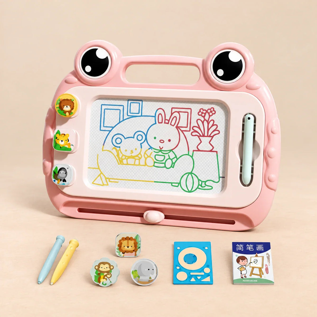 Whimsical Frog Magnetic Drawing Board, Blush Pink Board