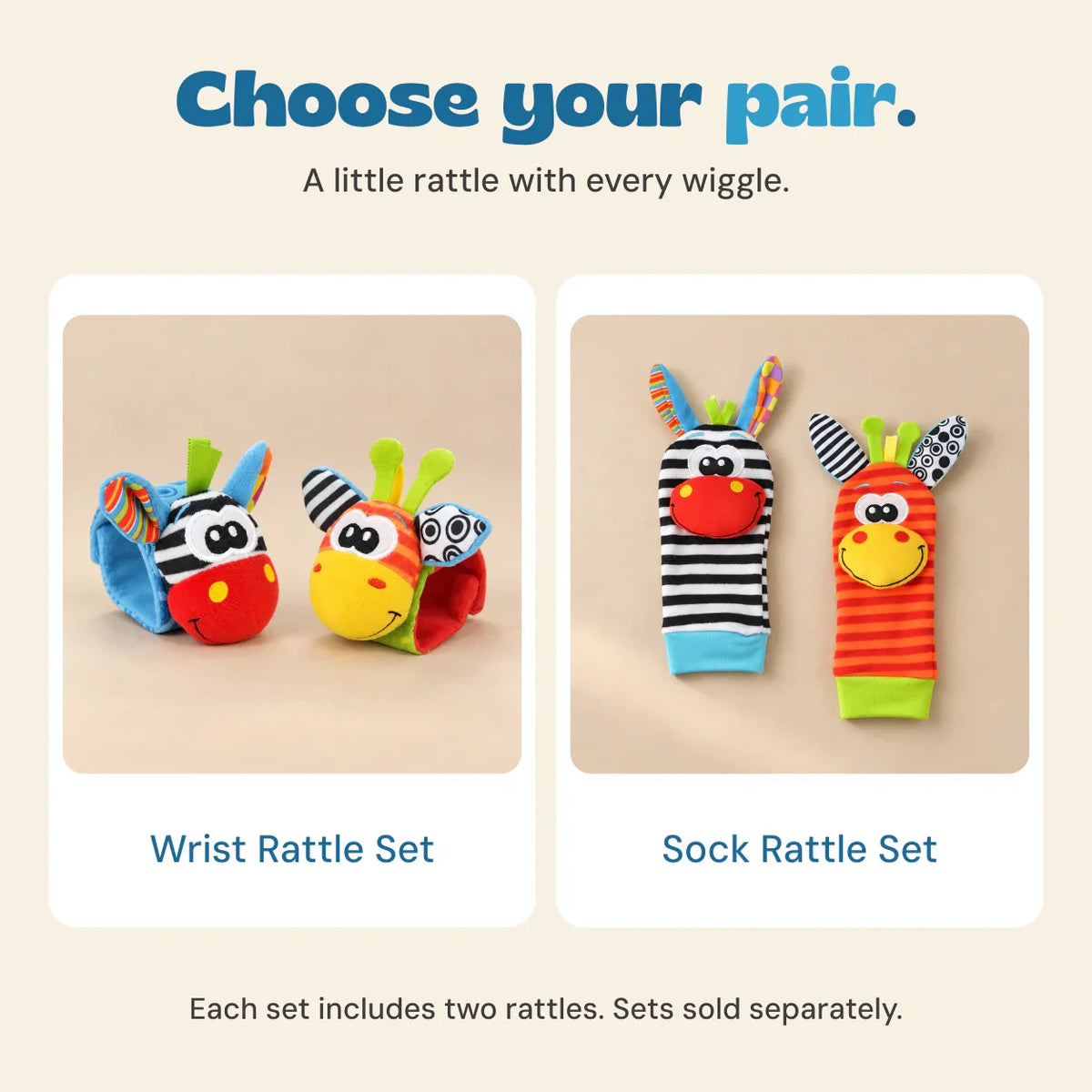 Whimsical Paws Animal Rattle Set