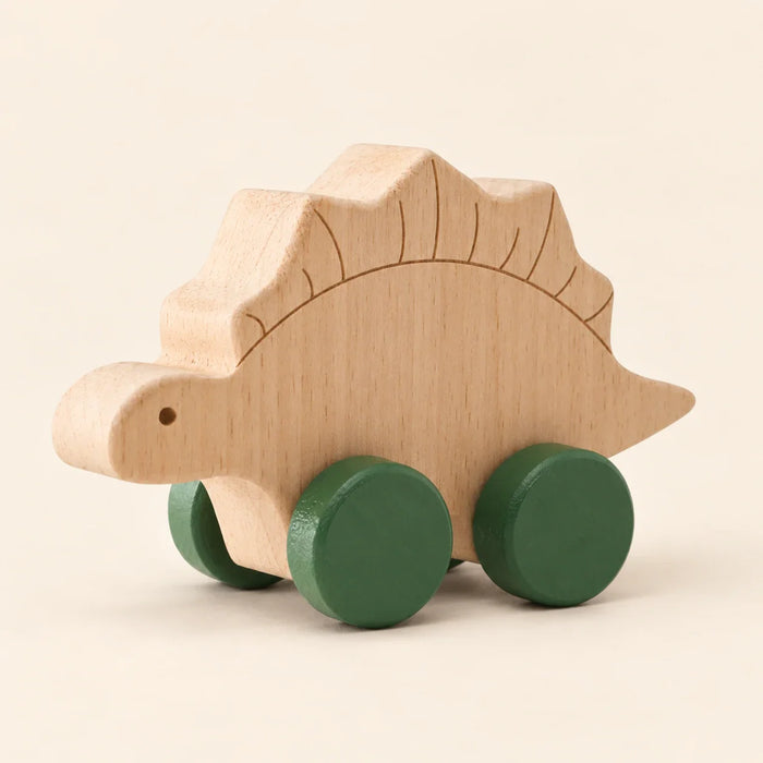 Whimsical Wheels Wooden Push Toys | Toddler Vehicle & Dinosaur Set